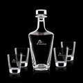 25 Oz. Crystalline Frazier Decanter w/ 4 On The Rocks Glasses